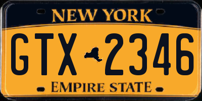 NY license plate GTX2346