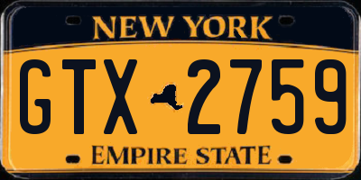 NY license plate GTX2759