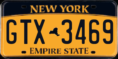 NY license plate GTX3469