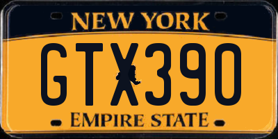 NY license plate GTX390