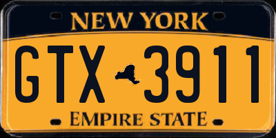 NY license plate GTX3911