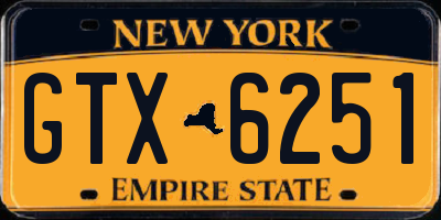 NY license plate GTX6251