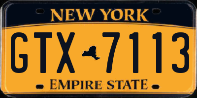 NY license plate GTX7113