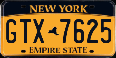 NY license plate GTX7625