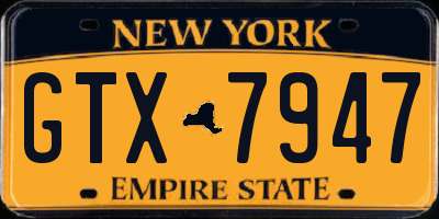 NY license plate GTX7947
