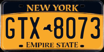 NY license plate GTX8073