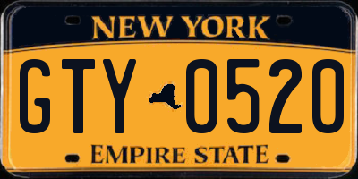 NY license plate GTY0520