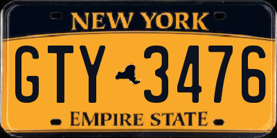 NY license plate GTY3476