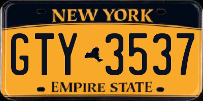 NY license plate GTY3537