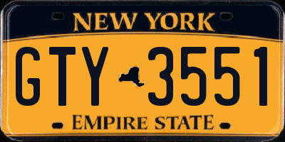 NY license plate GTY3551