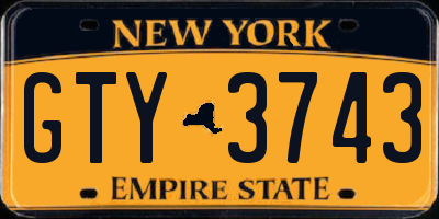 NY license plate GTY3743