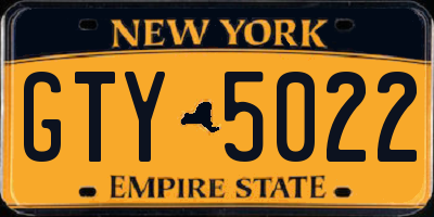 NY license plate GTY5022