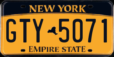 NY license plate GTY5071