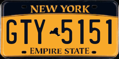 NY license plate GTY5151