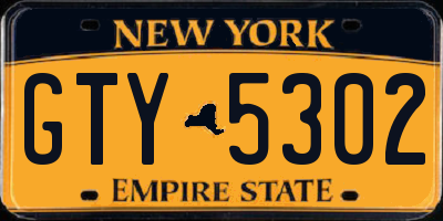 NY license plate GTY5302