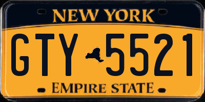 NY license plate GTY5521