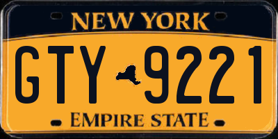 NY license plate GTY9221