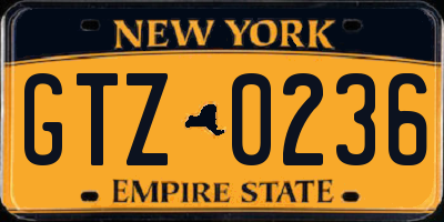 NY license plate GTZ0236