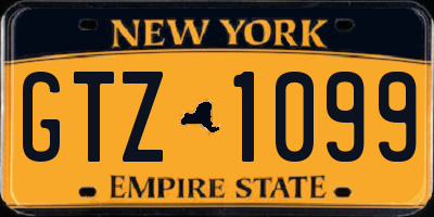 NY license plate GTZ1099