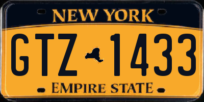 NY license plate GTZ1433
