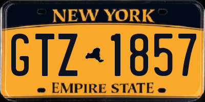 NY license plate GTZ1857