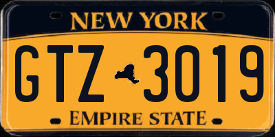 NY license plate GTZ3019