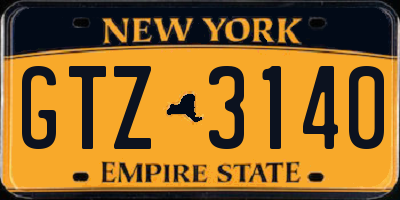 NY license plate GTZ3140