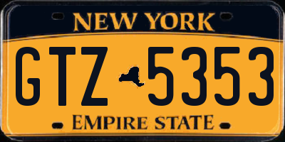 NY license plate GTZ5353