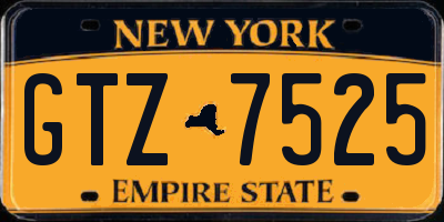 NY license plate GTZ7525