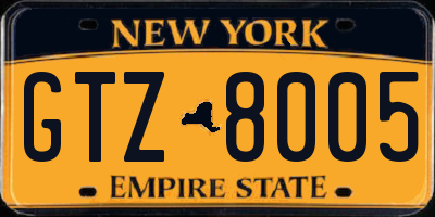 NY license plate GTZ8005