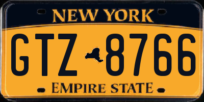 NY license plate GTZ8766
