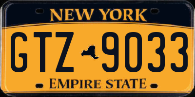 NY license plate GTZ9033