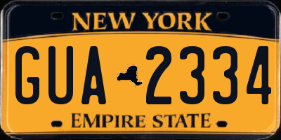 NY license plate GUA2334