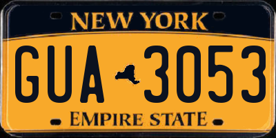 NY license plate GUA3053