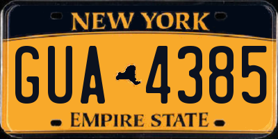 NY license plate GUA4385