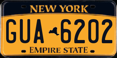 NY license plate GUA6202