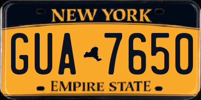 NY license plate GUA7650