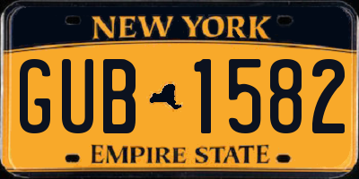 NY license plate GUB1582