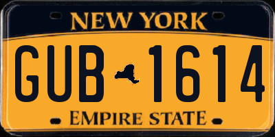 NY license plate GUB1614