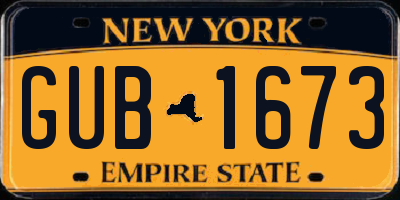 NY license plate GUB1673