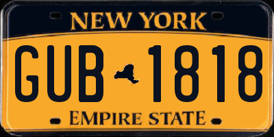 NY license plate GUB1818