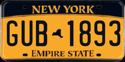 NY license plate GUB1893