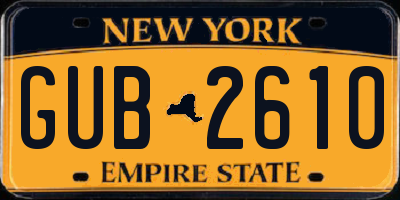 NY license plate GUB2610