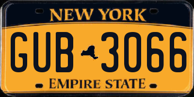 NY license plate GUB3066