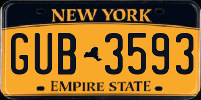 NY license plate GUB3593