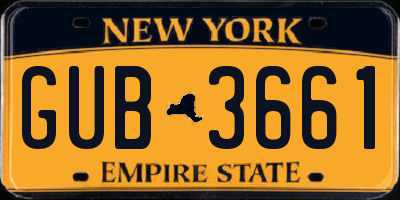 NY license plate GUB3661