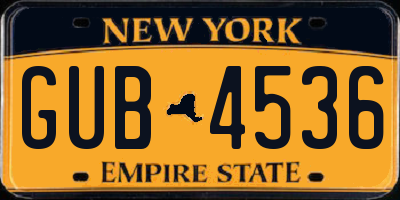 NY license plate GUB4536