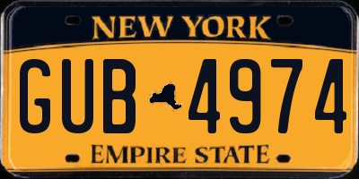 NY license plate GUB4974