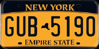 NY license plate GUB5190