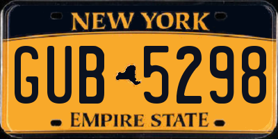 NY license plate GUB5298